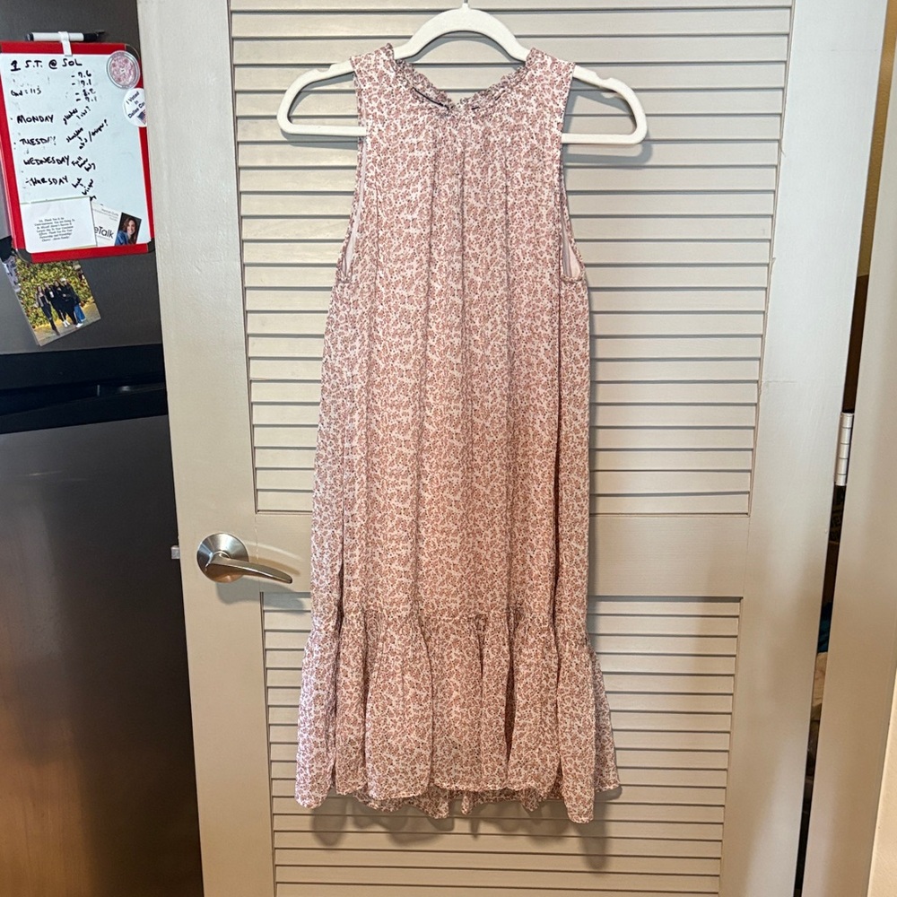 Anthropologie Pink and Black Speckled Ruffle Top